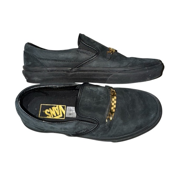 Vans Black Slip-On Loafers with Gold Accent - Picture 1 of 2